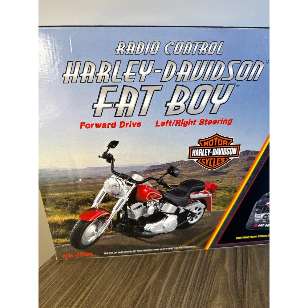 Vintage Harley Davidson New‎ Bright Fat Boy RC Motorcycle Toy Red 61431 Untested